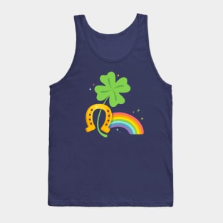 Lucky clover with rainbow and horseshoe Tank Top